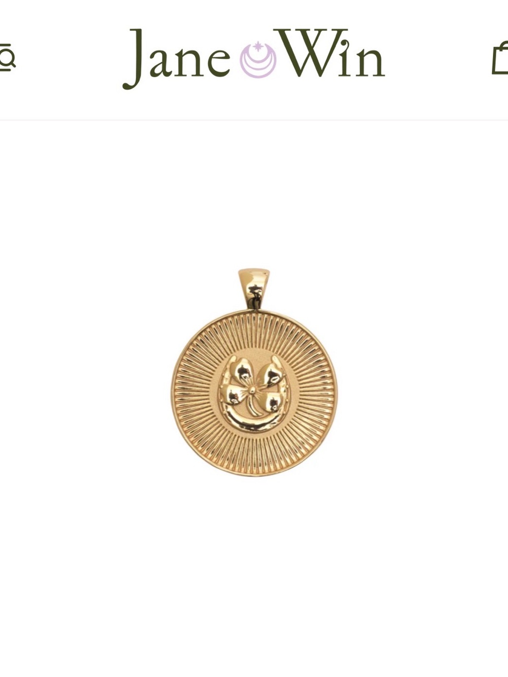 Jane Win LUCKY Small Pendant Coin 14k Gold Plated with Chain - Picture 4 of 6